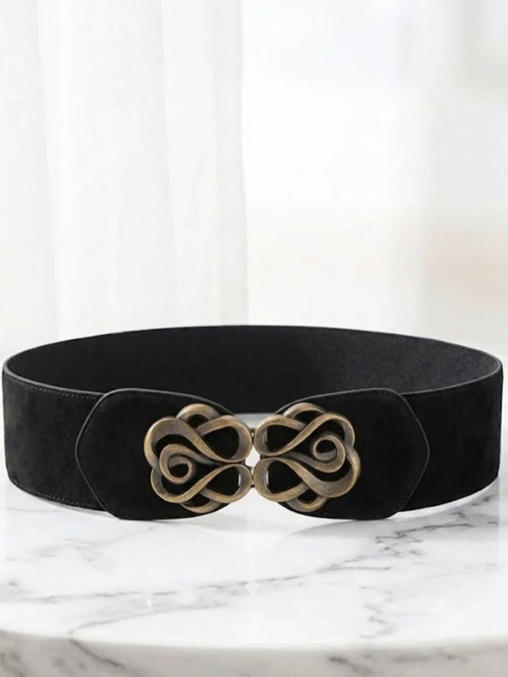 Black Fashionable Ladies Stretch Belt - 25.5 Inch